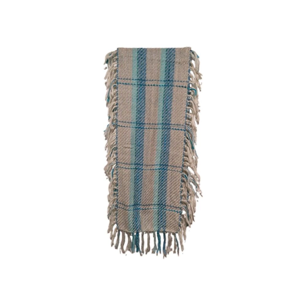 NWT Loft Plaid Fringe Patchwork Beige Blue Colorful Long Big Blanket Scarf
